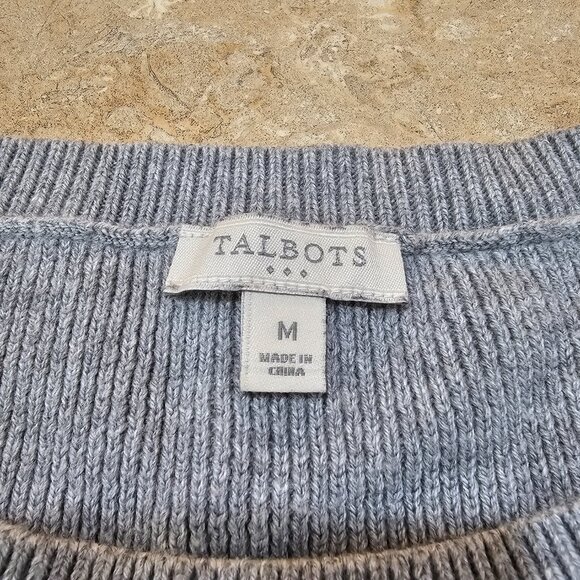 Women's Talbots Gray/Navy Blue Striped Pullover Sweater Button Accents Size M - Picture 5 of 7